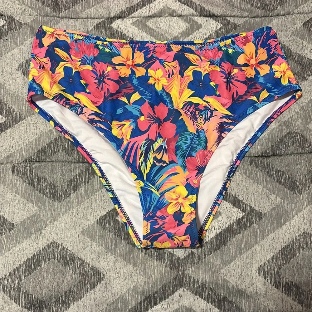 NWOT Vibrant Pink and Multicolor Swimsuit Bikini
